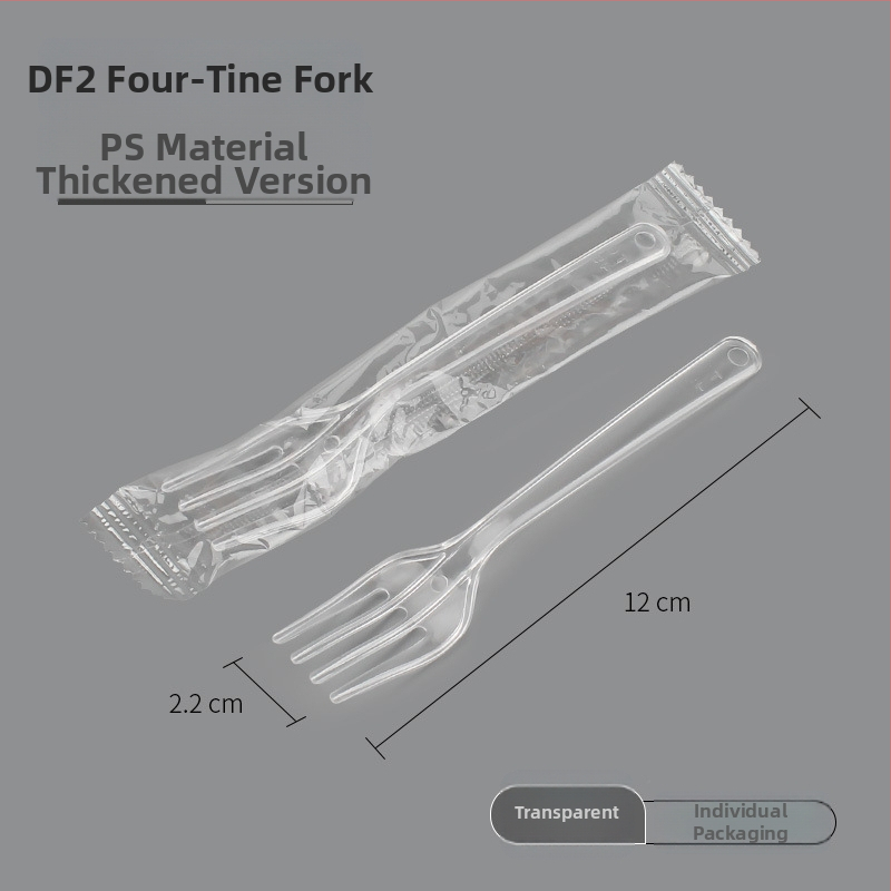 Jednokratna vilica za voće i deserte, jednostavan stil, materijal PS, 100 komada u paketu, mikrovalna pećnica nije dostupna, nebiodegradibilna