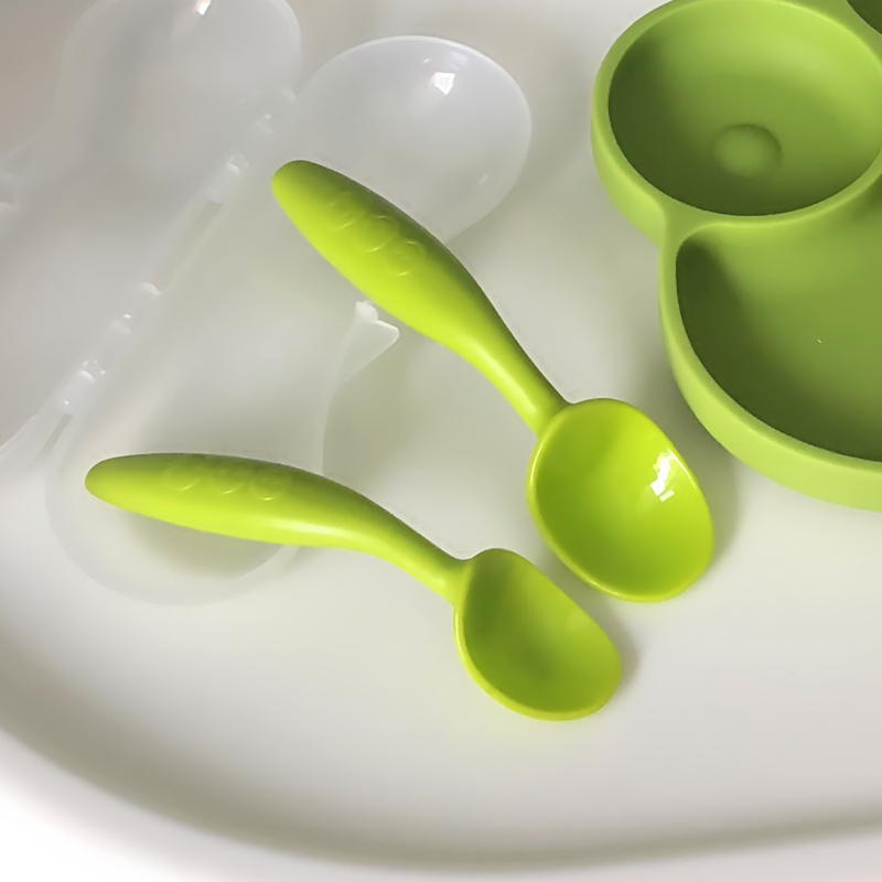 Set žlica s savijenim završetkom za bebe — nehrđajući čelik, edukativni pribor za hranjenje djece iznad 3 mjeseca