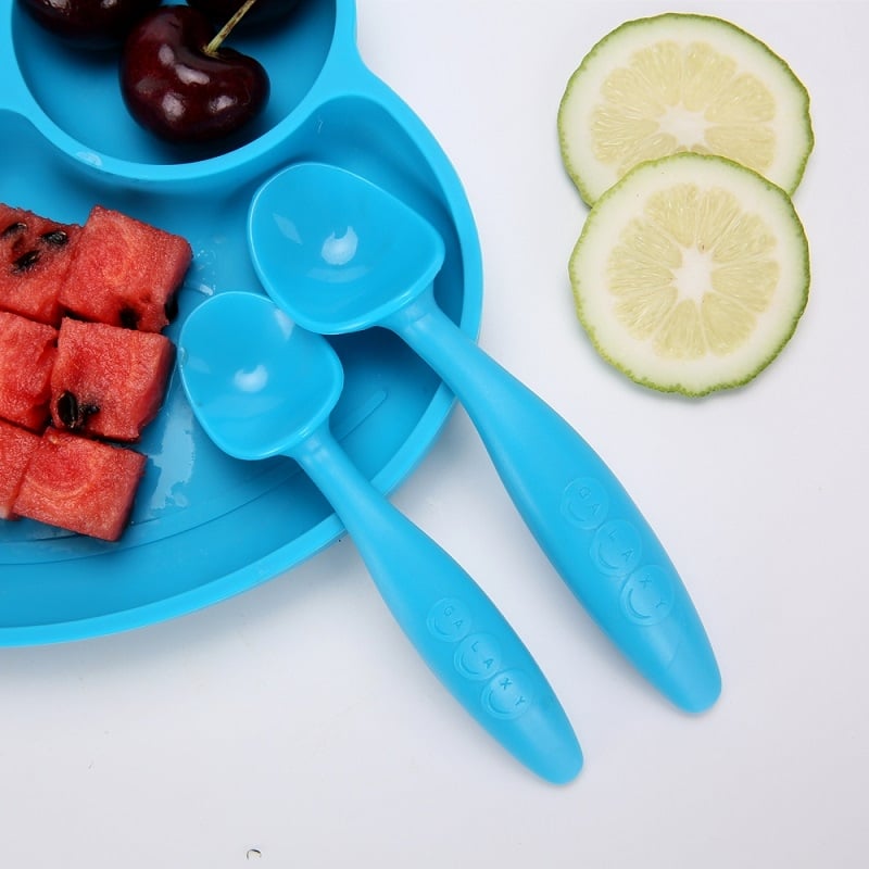 Set žlica s savijenim završetkom za bebe — nehrđajući čelik, edukativni pribor za hranjenje djece iznad 3 mjeseca