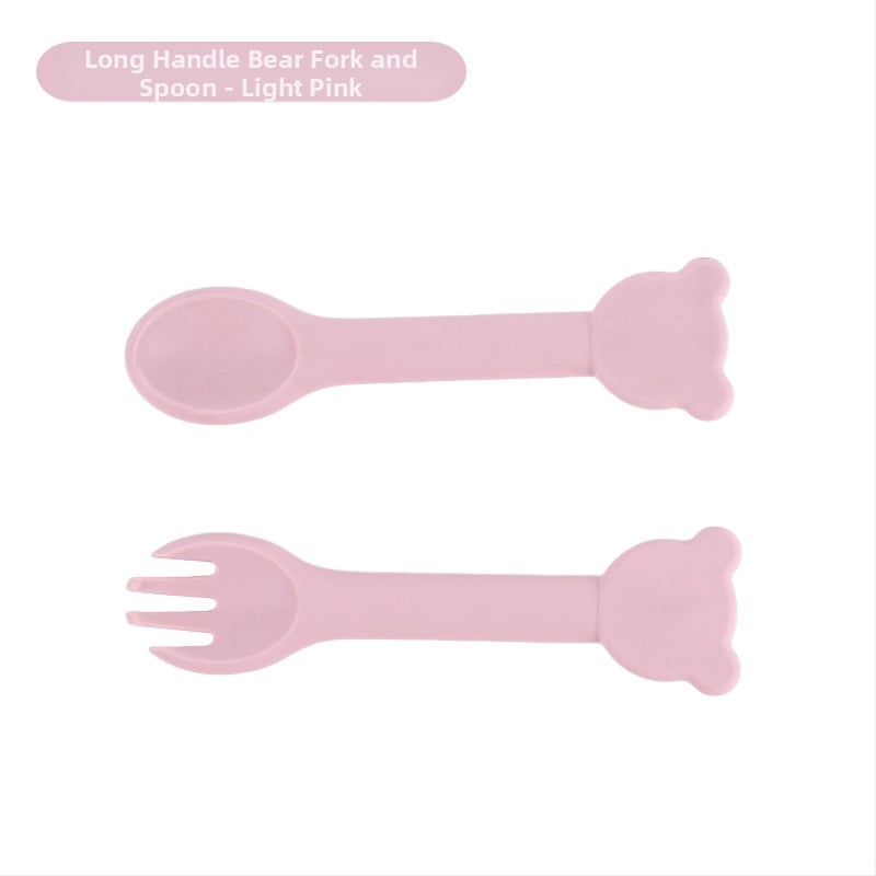 Bebi silikon vilica i žlica u obliku medvjedića – 2 komada, brend Mido le, za djecu od 3 mjeseca, minimalistički dizajn
