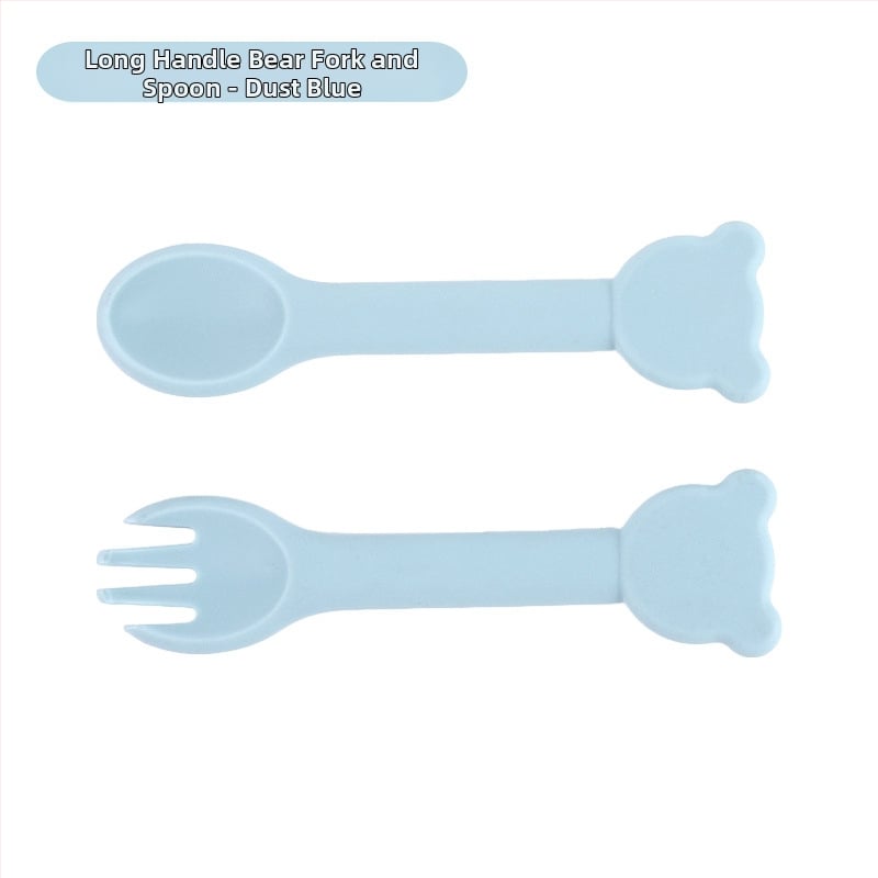Bebi silikon vilica i žlica u obliku medvjedića – 2 komada, brend Mido le, za djecu od 3 mjeseca, minimalistički dizajn