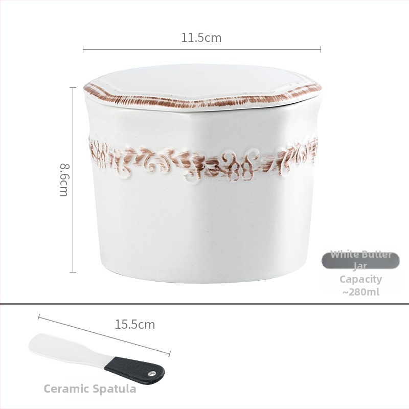 Polygonálny keramický tanier na maslo so uzavretým džbánom na syr — západný štýl, tlačené logo, prispôsobiteľné