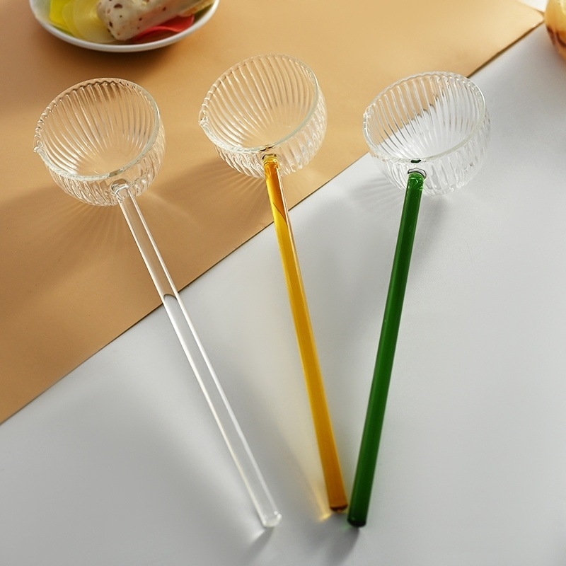 Γυάλινο κουτάλι τσαγιού με μακριά λαβή, χειροποίητο, μοντέρνο μινιμαλιστικό στυλ, νέο κινεζικό στυλ