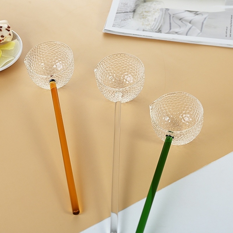 Γυάλινο κουτάλι τσαγιού με μακριά λαβή, χειροποίητο, μοντέρνο μινιμαλιστικό στυλ, νέο κινεζικό στυλ