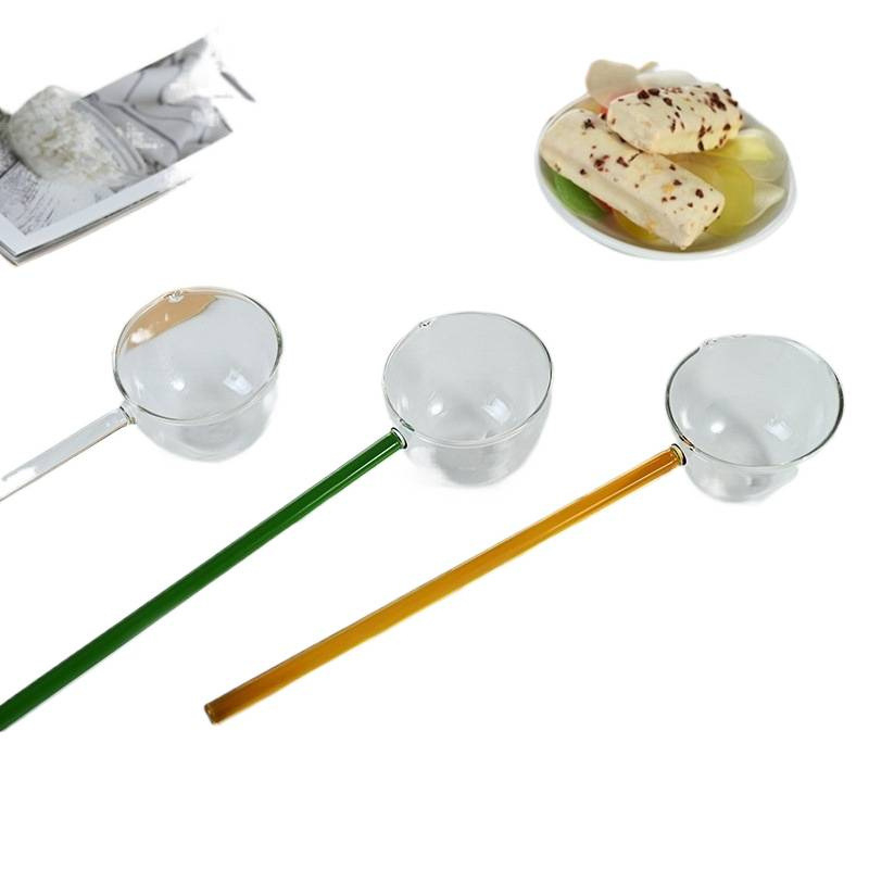 Γυάλινο κουτάλι τσαγιού με μακριά λαβή, χειροποίητο, μοντέρνο μινιμαλιστικό στυλ, νέο κινεζικό στυλ