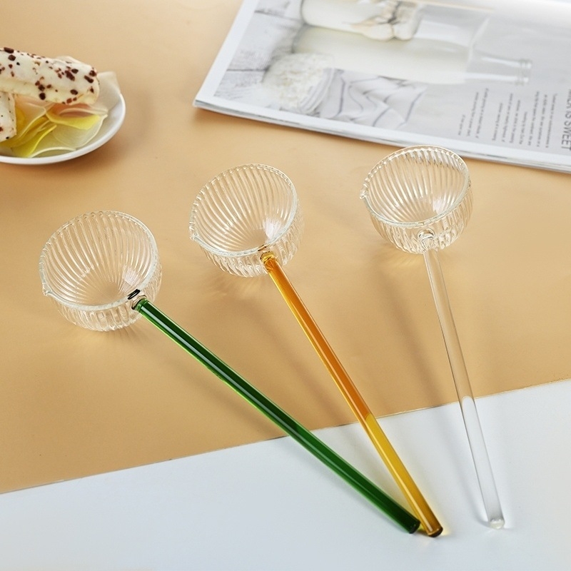Γυάλινο κουτάλι τσαγιού με μακριά λαβή, χειροποίητο, μοντέρνο μινιμαλιστικό στυλ, νέο κινεζικό στυλ