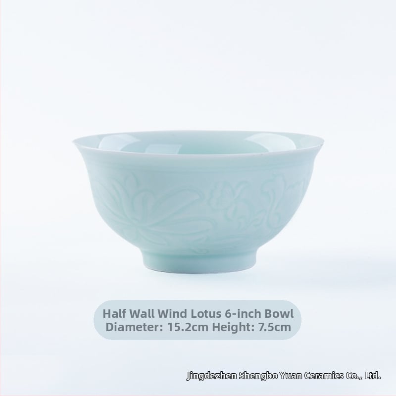 Kézzel készített kerámia étkészlet gravírozott virágos mintával, underglaze felülettel, kínai stílusú, könnyű luxus retro