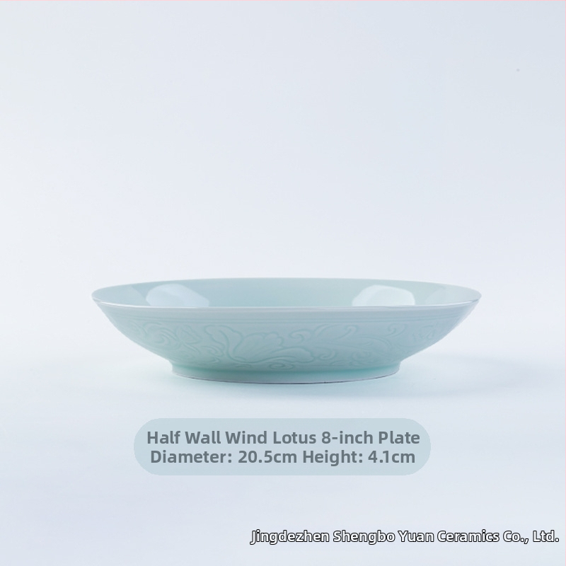 Kézzel készített kerámia étkészlet gravírozott virágos mintával, underglaze felülettel, kínai stílusú, könnyű luxus retro