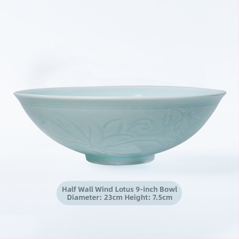 Kézzel készített kerámia étkészlet gravírozott virágos mintával, underglaze felülettel, kínai stílusú, könnyű luxus retro