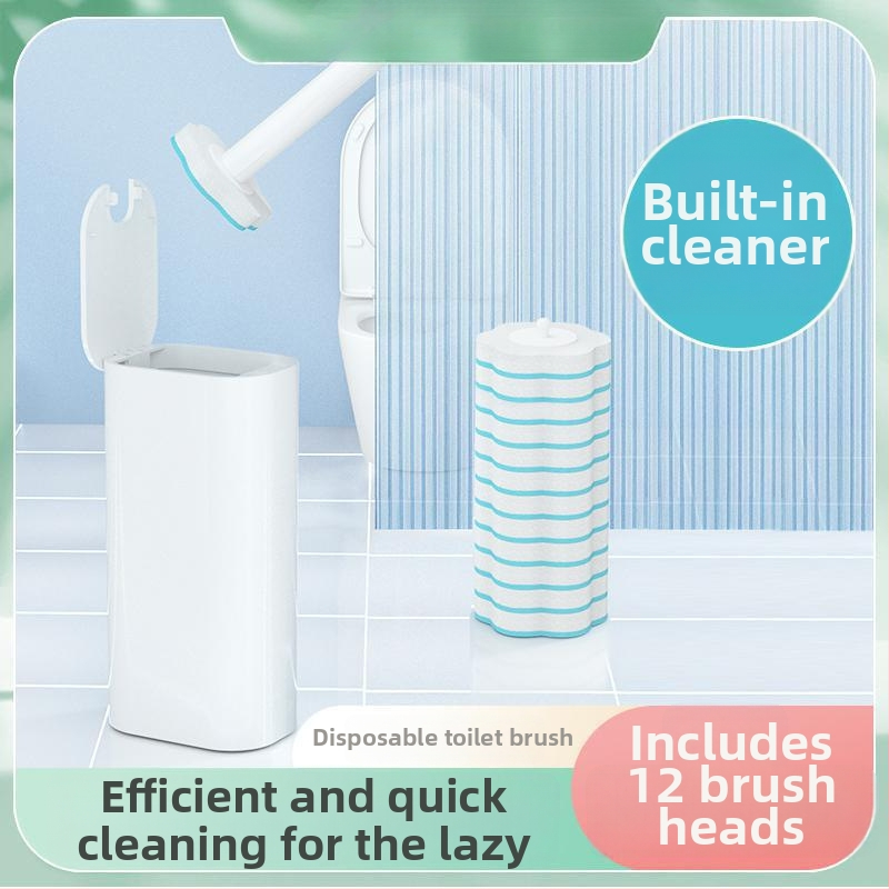 Jednorazová kefa na toaletu pre domácu kúpeľňu, čistenie rohov bez šmúh (plastové štetinky)