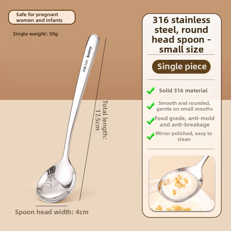 Žlica za juhu s dugačkim držalom od 316L nehrđajućeg čelika | Ručno izrađena, Mogućnost prilagodbe, Pogodna za kućnu uporabu