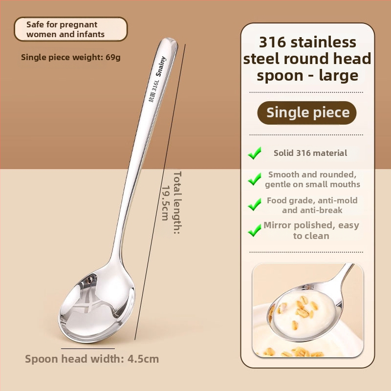 Žlica za juhu s dugačkim držalom od 316L nehrđajućeg čelika | Ručno izrađena, Mogućnost prilagodbe, Pogodna za kućnu uporabu