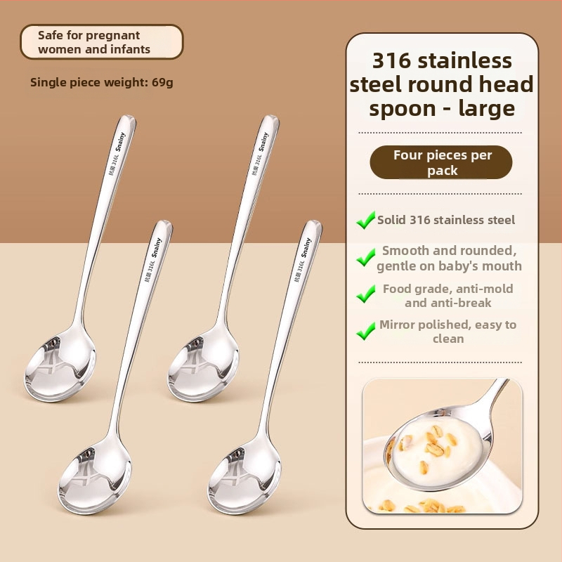 Žlica za juhu s dugačkim držalom od 316L nehrđajućeg čelika | Ručno izrađena, Mogućnost prilagodbe, Pogodna za kućnu uporabu