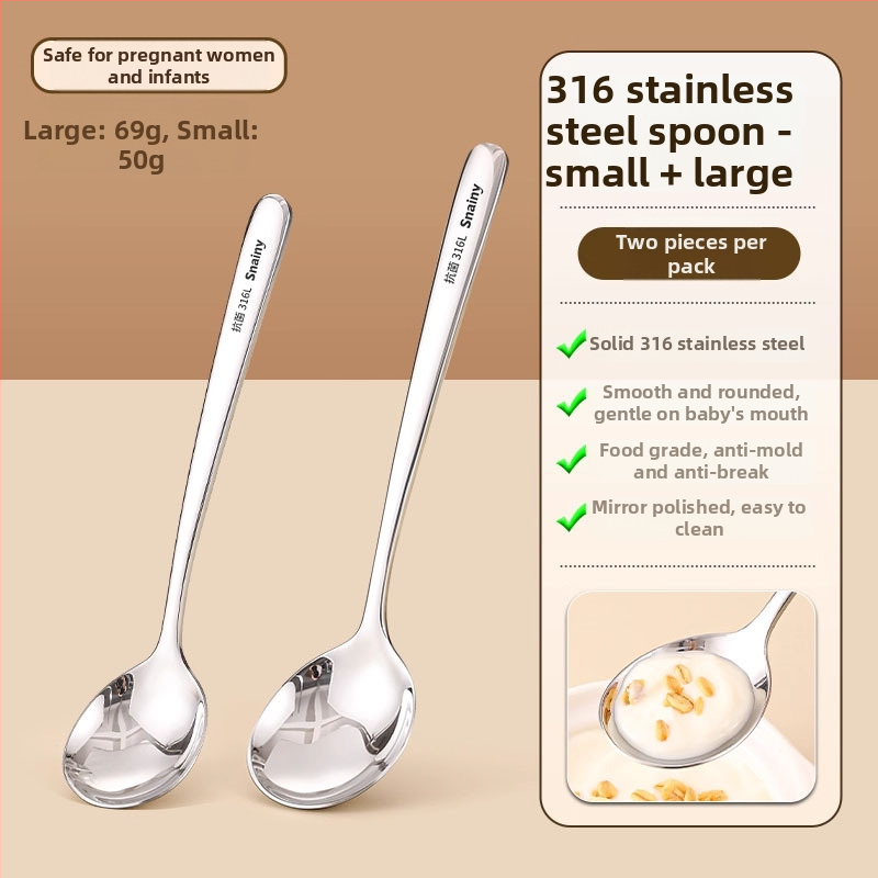 Žlica za juhu s dugačkim držalom od 316L nehrđajućeg čelika | Ručno izrađena, Mogućnost prilagodbe, Pogodna za kućnu uporabu