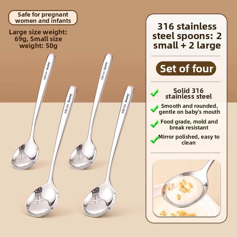 Žlica za juhu s dugačkim držalom od 316L nehrđajućeg čelika | Ručno izrađena, Mogućnost prilagodbe, Pogodna za kućnu uporabu