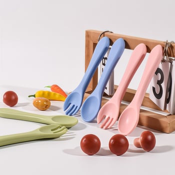 Set silikonskih žlica i vilica za bebe – silikon za prehranu, 2 komada, od 3 mjeseca, marka Shundong silicone
