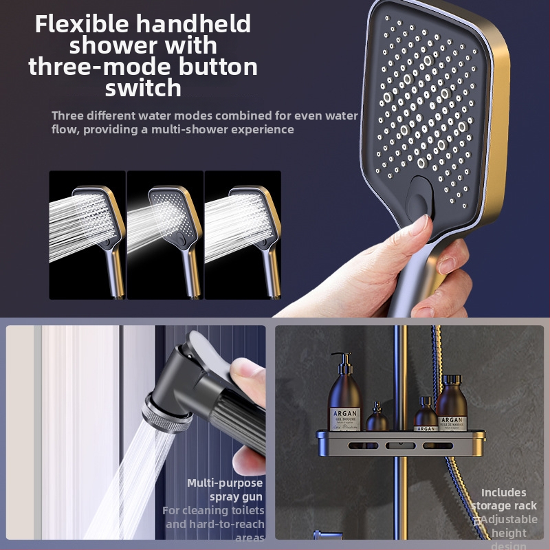 Σετ ντους με κρυφό εγκατάσταση, ψηφιακή οθόνη θερμοκρασίας, έλεγχος θερμοκρασίας, κυκλική κεφαλή ντους, θερμοκρασία λειτουργίας 0-55°C