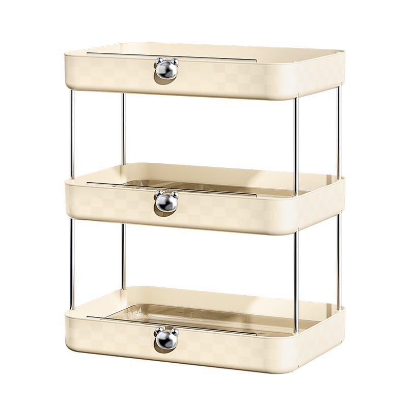 Триетажен настолен пластмасов стелаж за съхранение с дренажна тава за чаши