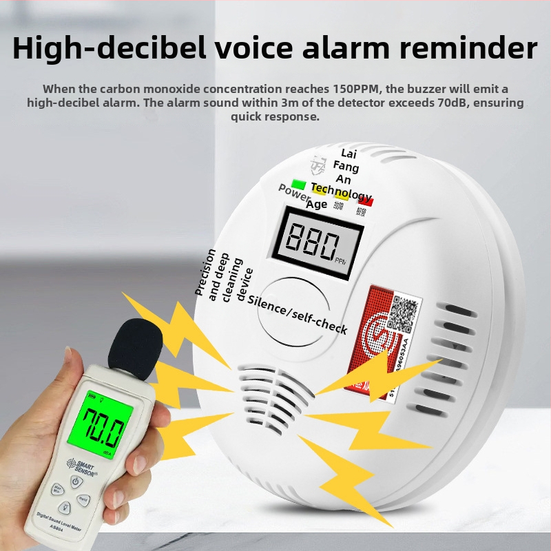 Detektor DFA PS-8093 monoxid de carbon, detecție 360°, acoperire 30 m², alimentare DC3V