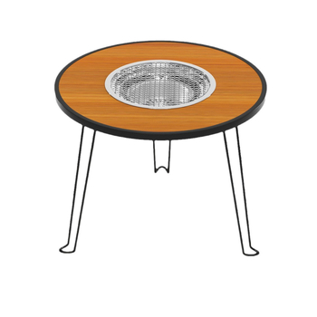 Συρόμενο εξωτερικό τραπέζι για τσάι με φούρνο – κυκλικό, πολυλειτουργικό τραπέζι φούρνου εξωτερικού χώρου, από τεχνητή πλάκα, διαθέσιμη παραμετροποίηση