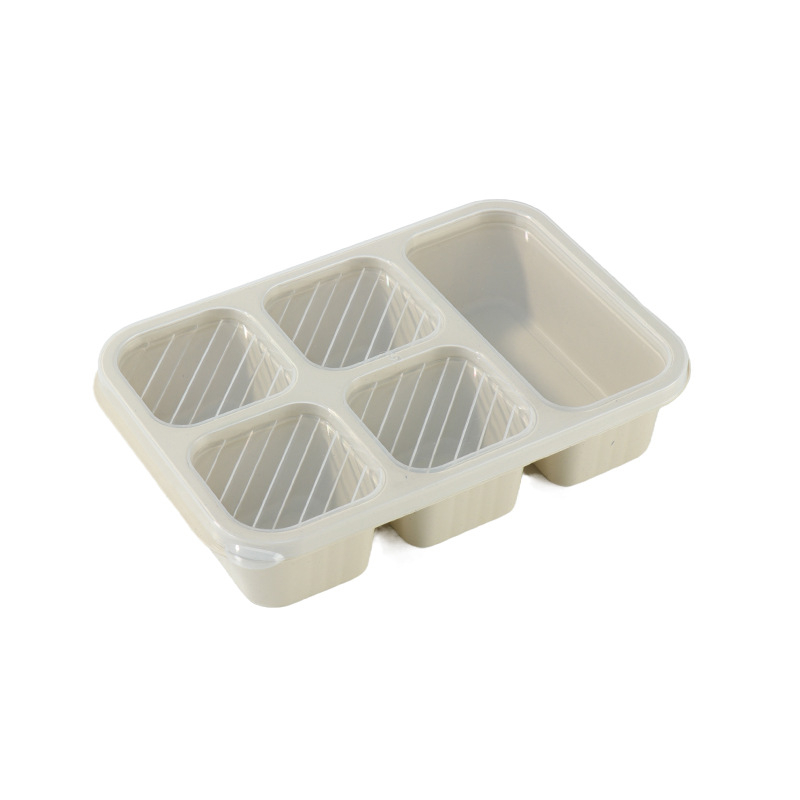 Kutija za ručak s poklopcem, četiri pretinca, plastika, mikrovalna kompatibilna, kapacitet ispod 300 ml