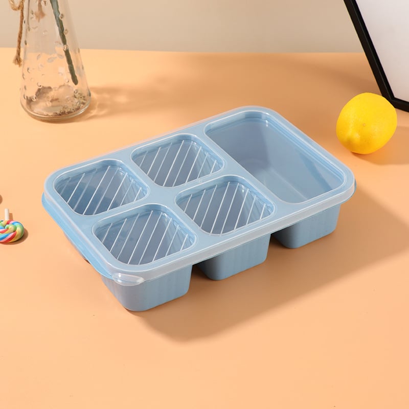 Kutija za ručak s poklopcem, četiri pretinca, plastika, mikrovalna kompatibilna, kapacitet ispod 300 ml