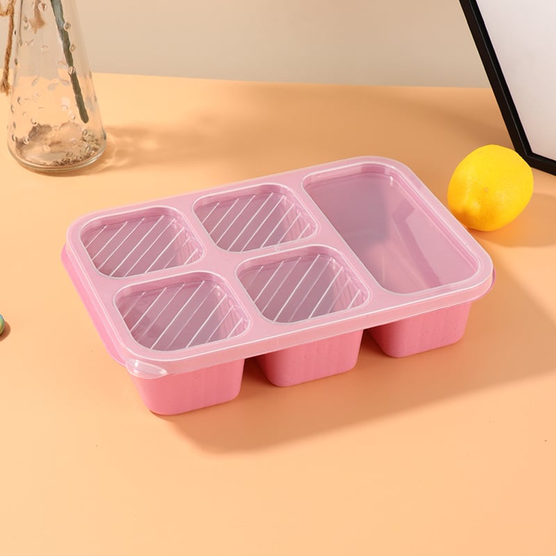 Kutija za ručak s poklopcem, četiri pretinca, plastika, mikrovalna kompatibilna, kapacitet ispod 300 ml