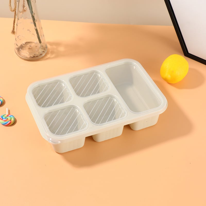 Kutija za ručak s poklopcem, četiri pretinca, plastika, mikrovalna kompatibilna, kapacitet ispod 300 ml