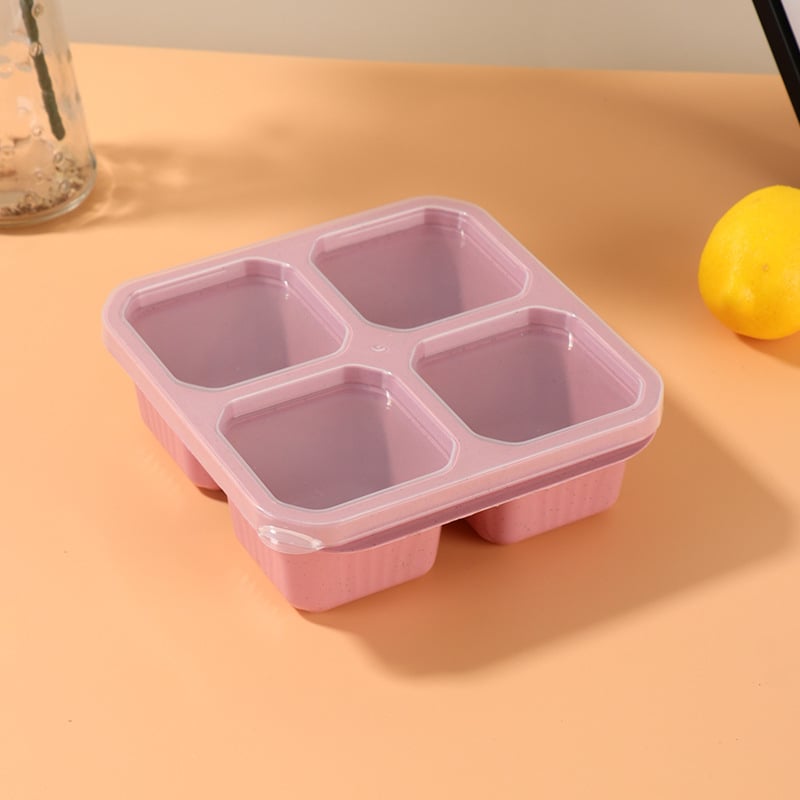 Kutija za ručak s poklopcem, četiri pretinca, plastika, mikrovalna kompatibilna, kapacitet ispod 300 ml