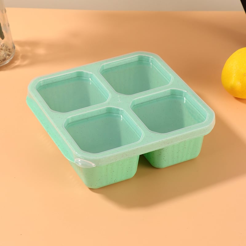 Kutija za ručak s poklopcem, četiri pretinca, plastika, mikrovalna kompatibilna, kapacitet ispod 300 ml