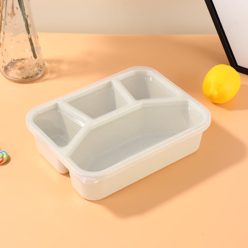 Kutija za ručak s poklopcem, četiri pretinca, plastika, mikrovalna kompatibilna, kapacitet ispod 300 ml