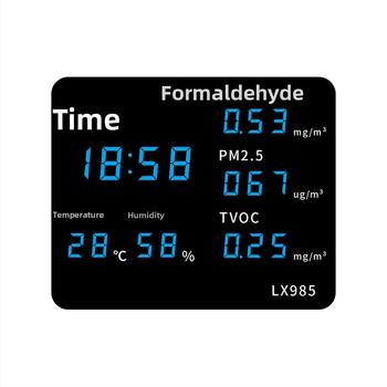 Монитор за качество на вътрешния въздух с температура, влажност, CO2, формалдехид и PM2.5