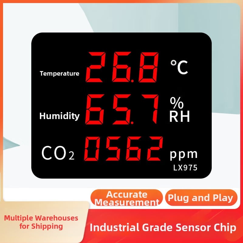 Монитор за качество на вътрешния въздух с температура, влажност, CO2, формалдехид и PM2.5