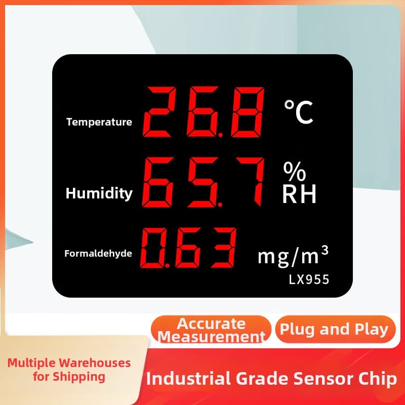Монитор за качество на вътрешния въздух с температура, влажност, CO2, формалдехид и PM2.5