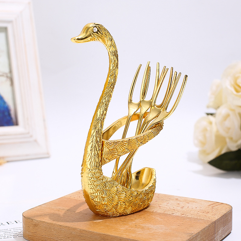 Set vilica i žlica za voće, metalni, stil laganog luksuza, zrcalno poliranje, Yue Jun Chao marka