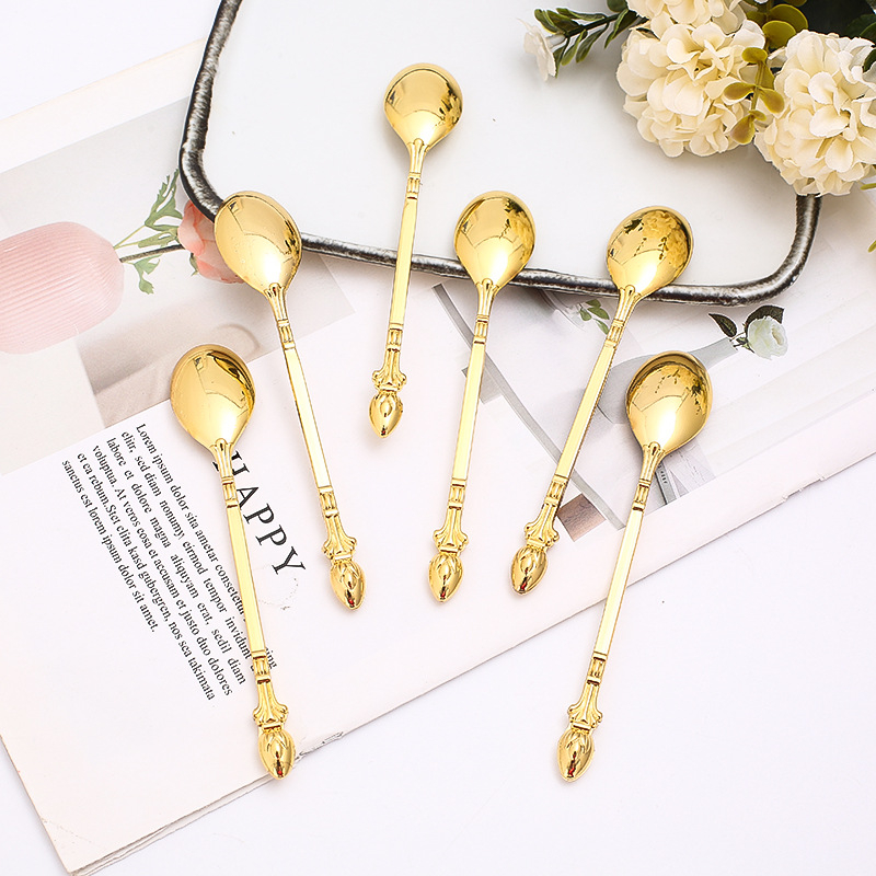 Set vilica i žlica za voće, metalni, stil laganog luksuza, zrcalno poliranje, Yue Jun Chao marka