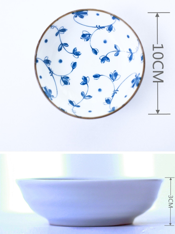 Porcelanske posude za umak, japanski stil, okrugle, set od 6, uzorak biljaka i cvijeća