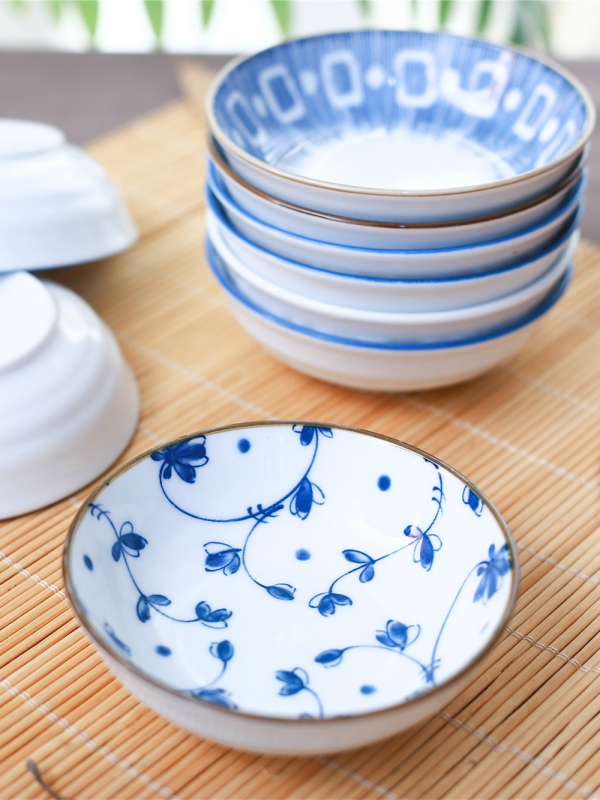 Porcelanske posude za umak, japanski stil, okrugle, set od 6, uzorak biljaka i cvijeća