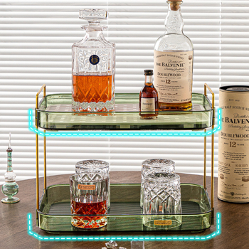 Stojak za čaše na stolnu ploču, plastični, dvostruki nivo, otporan na vlagu, bez bušenja, elegantan luksuzni stil