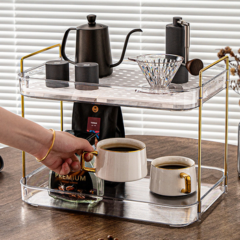 Stojak za čaše na stolnu ploču, plastični, dvostruki nivo, otporan na vlagu, bez bušenja, elegantan luksuzni stil