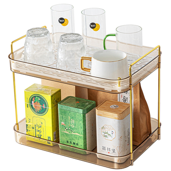 Stojak za čaše na stolnu ploču, plastični, dvostruki nivo, otporan na vlagu, bez bušenja, elegantan luksuzni stil