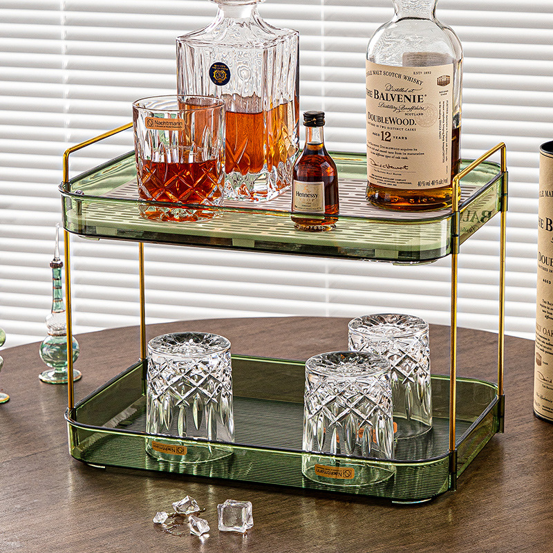 Stojak za čaše na stolnu ploču, plastični, dvostruki nivo, otporan na vlagu, bez bušenja, elegantan luksuzni stil