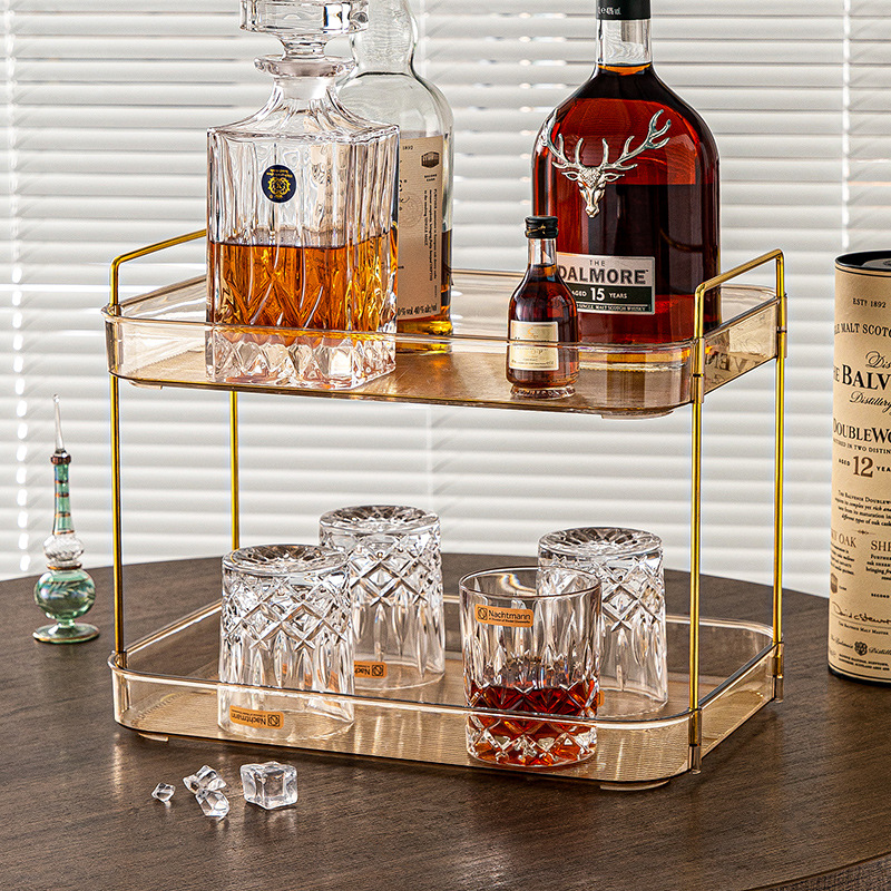 Stojak za čaše na stolnu ploču, plastični, dvostruki nivo, otporan na vlagu, bez bušenja, elegantan luksuzni stil