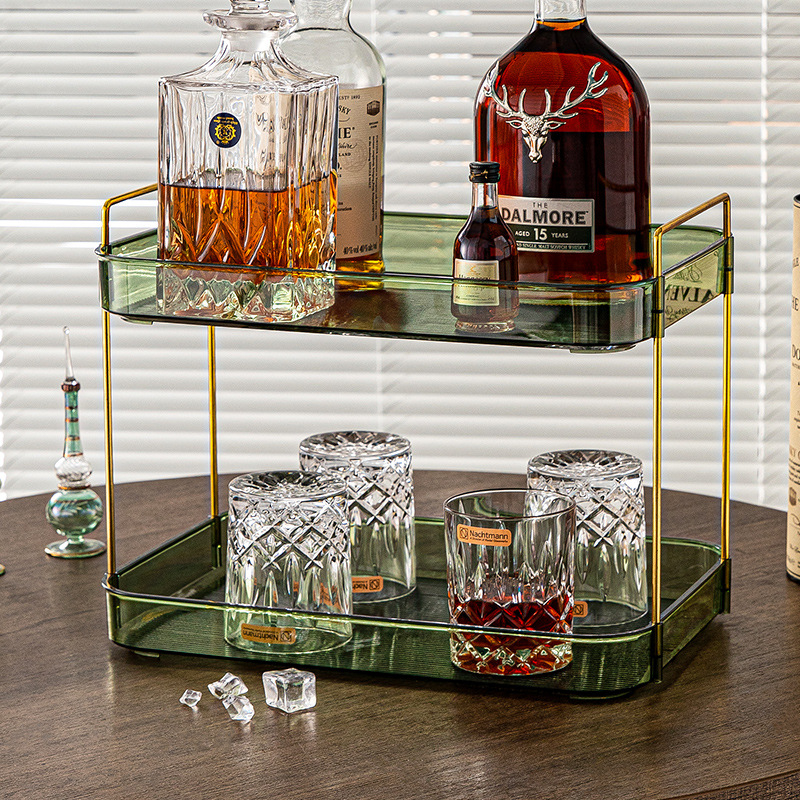 Stojak za čaše na stolnu ploču, plastični, dvostruki nivo, otporan na vlagu, bez bušenja, elegantan luksuzni stil