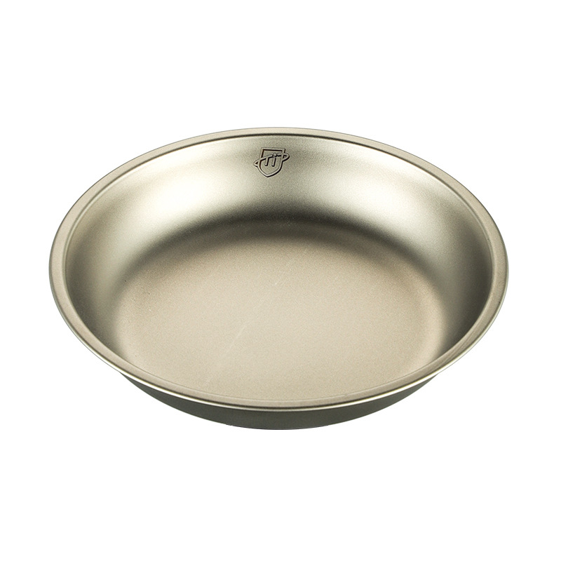 Farfurie rotundă din titan pur, set pentru camping, farfurie și tavă, turnare monobloc, stil modern minimalist