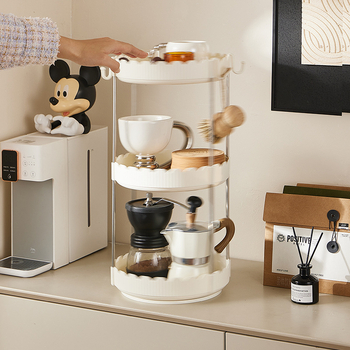 Stolni rotirajući organizator za čaše i kozmetiku – 3 sloja, plastika