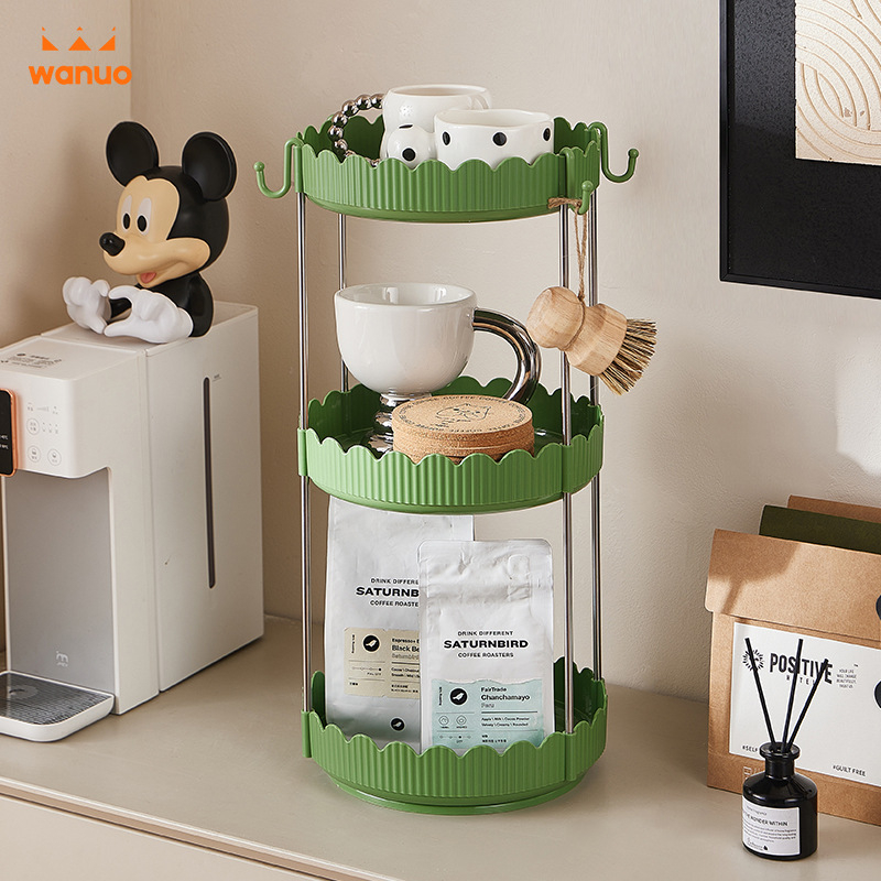 Stolni rotirajući organizator za čaše i kozmetiku – 3 sloja, plastika