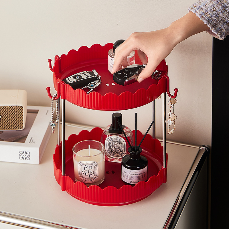 Stolni rotirajući organizator za čaše i kozmetiku – 3 sloja, plastika