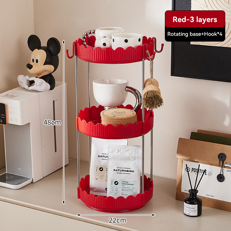 Stolni rotirajući organizator za čaše i kozmetiku – 3 sloja, plastika