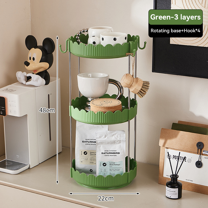 Stolni rotirajući organizator za čaše i kozmetiku – 3 sloja, plastika